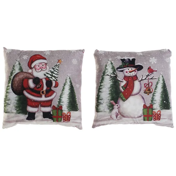 Cushion DKD Home Decor Christmas Multicolour Polyester 40 x 10 x 40 cm (2 Units)