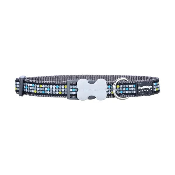 Dog collar Red Dingo STYLE MODERN ON COOL GREY 15 mm x 24-36 cm