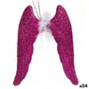 Christmas bauble Angel Wings Fuchsia Plastic Glitter 12,5 x 15 x 2,5 cm (24 Units)