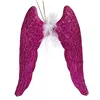 Christmas bauble Angel Wings Fuchsia Plastic Glitter 12,5 x 15 x 2,5 cm (24 Units)