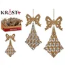 Christmas bauble Lasso Rhombus champagne Plastic Glitter 7,5 x 1 x 15,5 cm (24 Units)