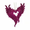 Christmas bauble Angel Wings Fuchsia Plastic Glitter 12 x 13 x 2,5 cm (24 Units)