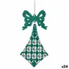 Christmas bauble Lasso Rhombus Green Plastic Glitter 7,5 x 1 x 15,5 cm (24 Units)