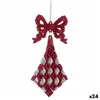 Christmas bauble Lasso Rhombus Fuchsia Plastic Glitter 7,5 x 1 x 15,5 cm (24 Units)