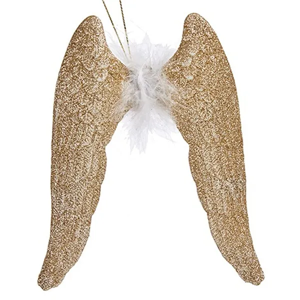 Christmas bauble Angel Wings champagne Plastic Glitter 12,5 x 15 x 2,5 cm (24 Units)