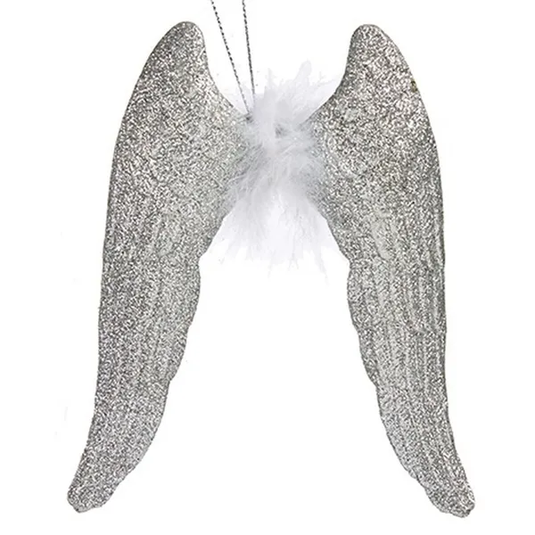 Christmas bauble Angel Wings Silver Plastic Glitter 12,5 x 15 x 2,5 cm (24 Units)