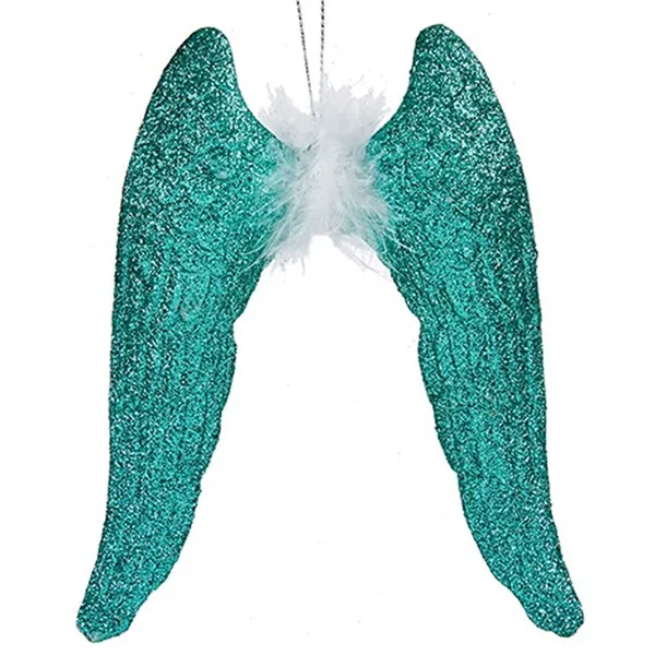 Christmas bauble Angel Wings Green Plastic Glitter 12,5 x 15 x 2,5 cm (24 Units)