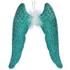 Christmas bauble Angel Wings Green Plastic Glitter 12,5 x 15 x 2,5 cm (24 Units)