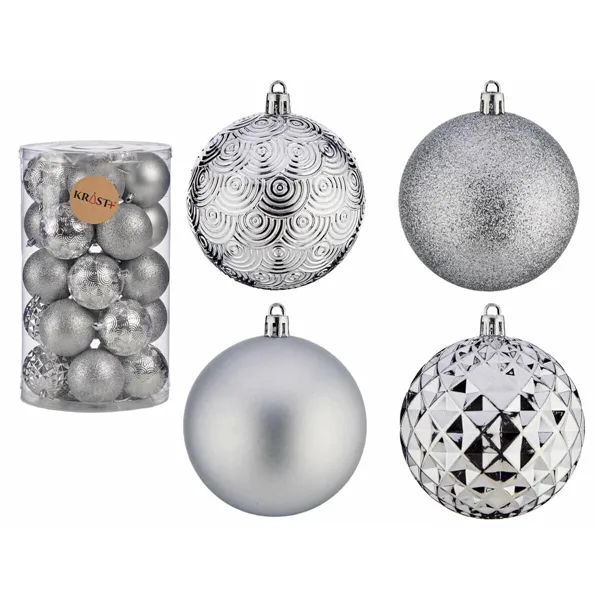 Set of Christmas balls Silver PVC Ø 8 cm (4 Units)