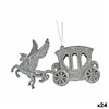 Christmas bauble Magical Carriage Silver Plastic Glitter 15,5 x 8,5 x 4,5 cm (24 Units)