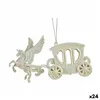 Christmas bauble Magical Carriage Mother of pearl Plastic Glitter 15 x 8,5 x 4,5 cm (24 Units)