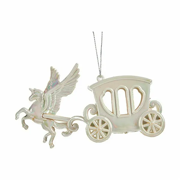 Christmas bauble Magical Carriage Mother of pearl Plastic Glitter 15 x 8,5 x 4,5 cm (24 Units)