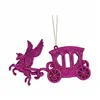 Christmas bauble Magical Carriage Fuchsia Plastic Glitter 15 x 8,5 x 4,5 cm (24 Units)