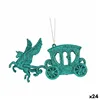 Christmas bauble Magical Carriage Green Plastic Glitter 15 x 8,5 x 4,5 cm (24 Units)