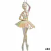 Christmas bauble Ballerina Mother of pearl Plastic Glitter 6,7 x 16 x 6,7 cm (24 Units)