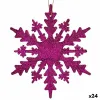 Christmas bauble Snowflakes Fuchsia Plastic Glitter 15 x 15 x 0,2 cm (24 Units)