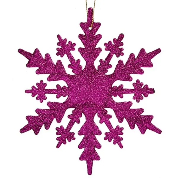 Christmas bauble Snowflakes Fuchsia Plastic Glitter 15 x 15 x 0,2 cm (24 Units)