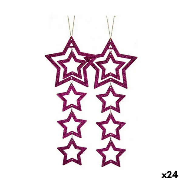 Christmas Decorations Set Star Fuchsia 19 x 0,2 x 23 cm (24 Units)