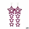 Christmas Decorations Set Star Fuchsia 19 x 0,2 x 23 cm (24 Units)