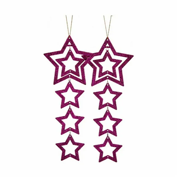 Christmas Decorations Set Star Fuchsia 19 x 0,2 x 23 cm (24 Units)