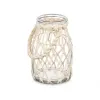 Candleholder Tin White Transparent Glass Rope 14 x 21 cm (6 Units)