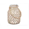 Candleholder Tin Transparent Natural Glass Rope 20 x 30 cm (4 Units)