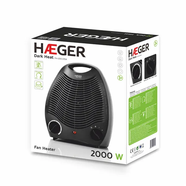 Portable Fan Heater Haeger FH-200.015A 2000 W Black