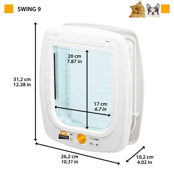 Cat Flap Ferplast Swing 9 White 26,1 x 31,2 x 14,2 cm 26,2 x 10,2 x 31,2 cm Plastic