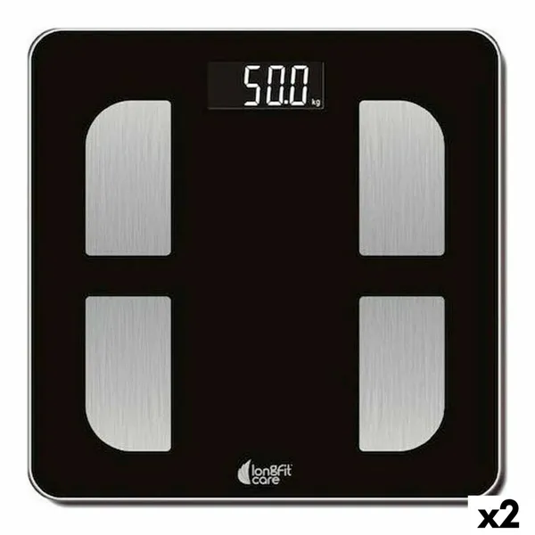 Digital Bathroom Scales LongFit Care Black Multifunction 33 x 4 x 33 cm (2 Units)