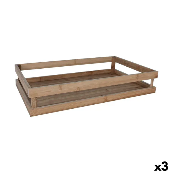 Storage Box Inde Bamboo 53 x 32,5 x 10 cm (3 Units)