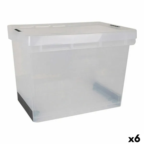 Storage Box with Lid Evolution Transparent 39 x 29 x 20,5 cm (6 Units) (39 x 29 x 20,5 cm)