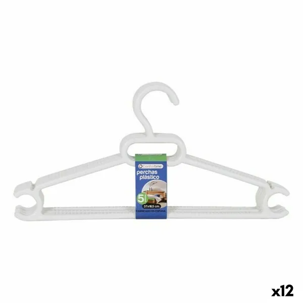 Hangers Ruth Dem Ruth White Plastic 5 Pieces 37 x 18,5 x 3 cm (12 Units)