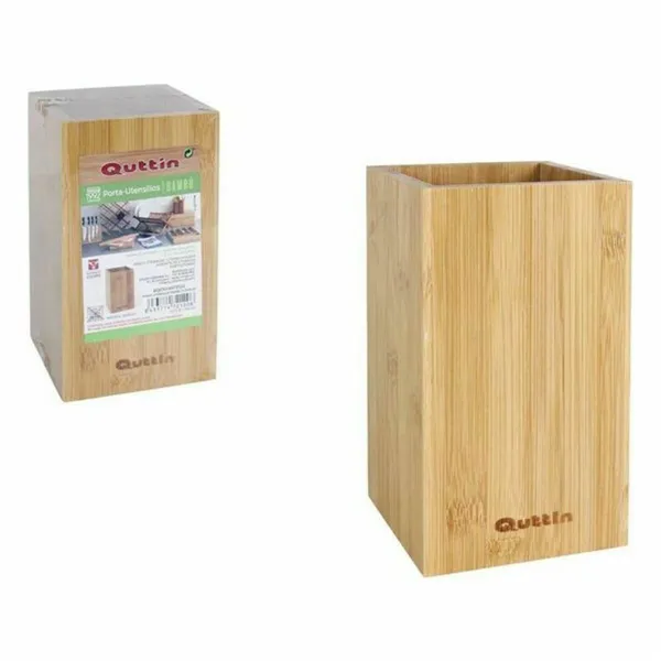 Pot for Kitchen Utensils Quttin Bamboo 10,5 x 10,5 x 18 cm (12 Units)