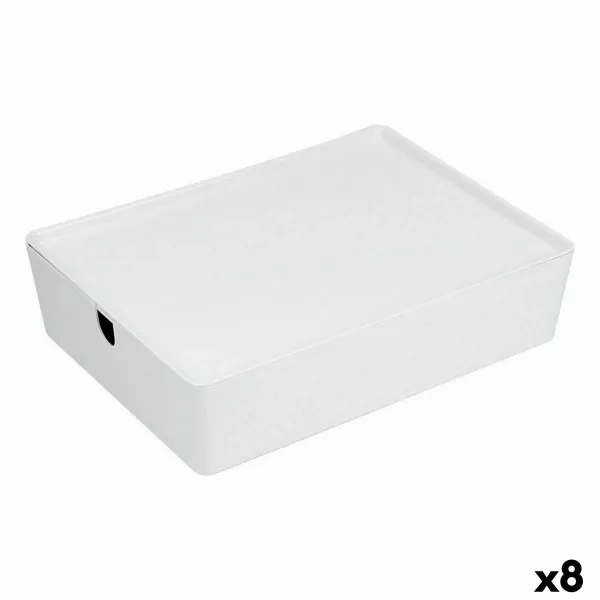 Stackable Organising Box Confortime With lid 35 x 26 x 8,5 cm (8 Units)