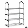 Shoe Rack 4 Shelves 76 x 26 x 58 cm Silver Black Metal (6 Units)