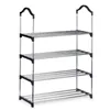 Shoe Rack 4 Shelves 76 x 26 x 58 cm Silver Black Metal (6 Units)