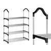 Shoe Rack 4 Shelves 76 x 26 x 58 cm Silver Black Metal (6 Units)