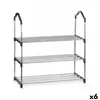 Shoe Rack 3 Shelves Silver 58 x 26 x 58 cm Black Metal (6 Units)