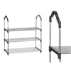 Shoe Rack 3 Shelves Silver 58 x 26 x 58 cm Black Metal (6 Units)