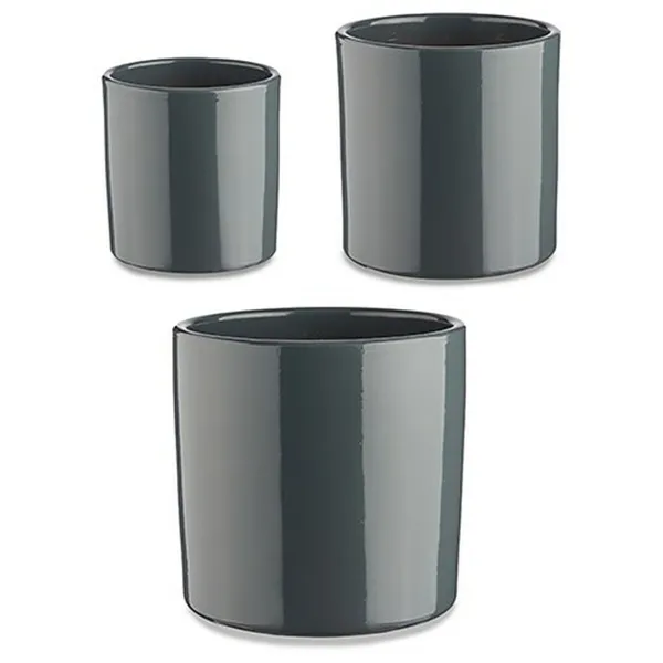 Set of pots Ø 14 cm Ø 22 cm Ø 17 cm Cylinder 3 Pieces Anthracite