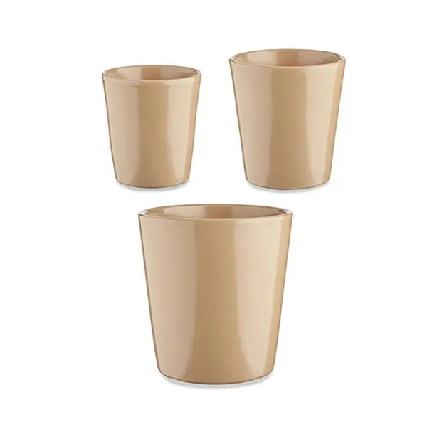 Set of pots Ø 14 cm Ø 22 cm Ø 17 cm Cónica 3 Pieces Beige