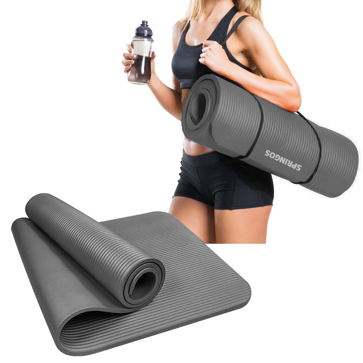 Yoga mat Springos YG0001 180 cm gray
