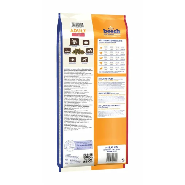 Fodder BOSCH   Adult Lamb Rice 15 kg