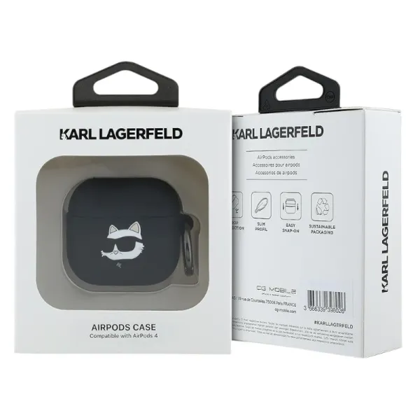Karl Lagerfeld Silicone Choupette Head 3D - AirPods 4 Case (black)