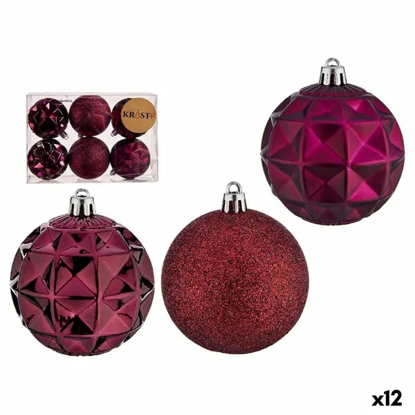 Set of Christmas balls Purple PVC Ø 7 cm (12 Units)