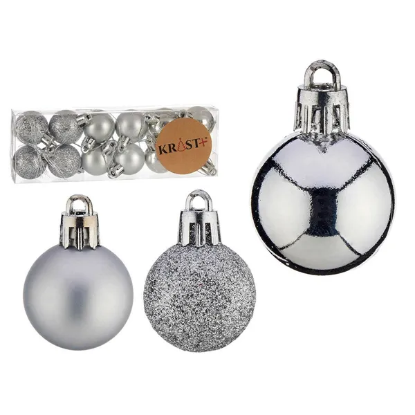 Set of Christmas balls Silver PVC Ø 3 cm (12 Units)