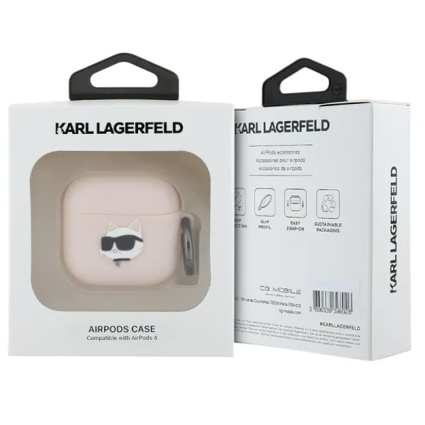 Karl Lagerfeld Silicone Choupette Head 3D - AirPods 4 Case (pink)
