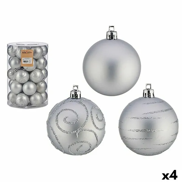 Set of Christmas balls Silver PVC Ø 6 cm (4 Units)