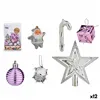 Christmas Decorations Set Purple Silver PVC (12 Units)