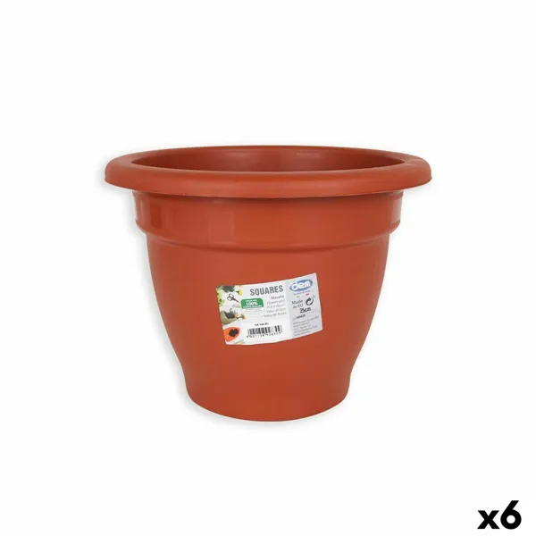 Plant pot Dem Squares Circular Brown 25 x 25 x 19 cm (6 Units)